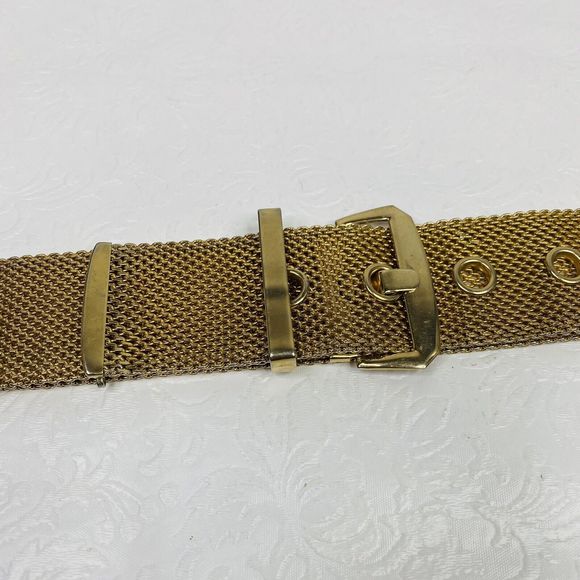 Vtg 1970s Set Gold Tone Mesh Belt and Bracelet main image 8